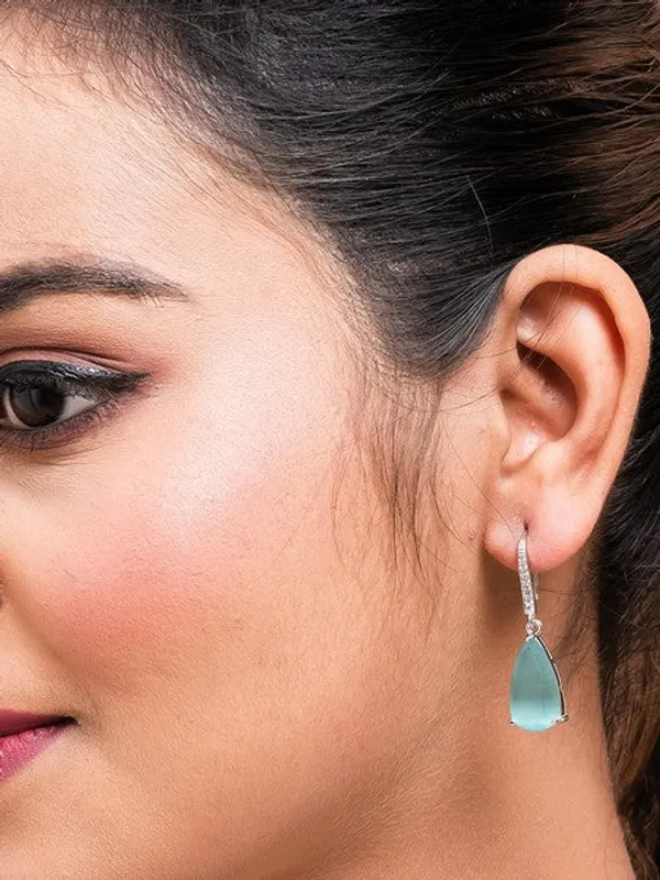 American_Diamond_Rhodium_Plated_Pear_Shaped_Earrings_With_Hydro_Cz_Stone_Cyan
