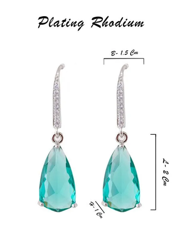 American_Diamond_Rhodium_Plated_Pear_Shaped_Earrings_With_Hydro_Cz_Stone_Cyan