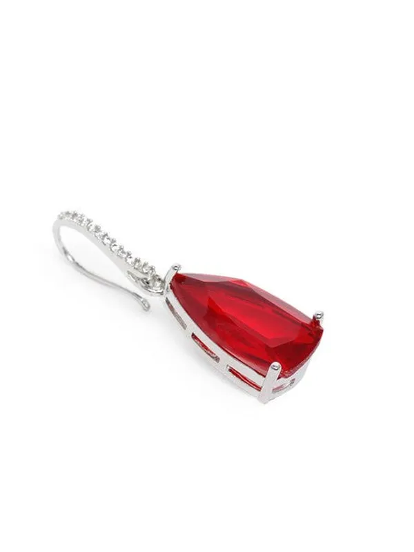 American_Diamond_Rhodium_Plated_Pear_Shaped_Earrings_With_Hydro_Cz_Stone_Red