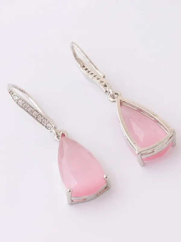 American_Diamond_Rhodium_Plated_Pear_Shaped_Earrings_With_Hydro_Cz_Stone_Pink