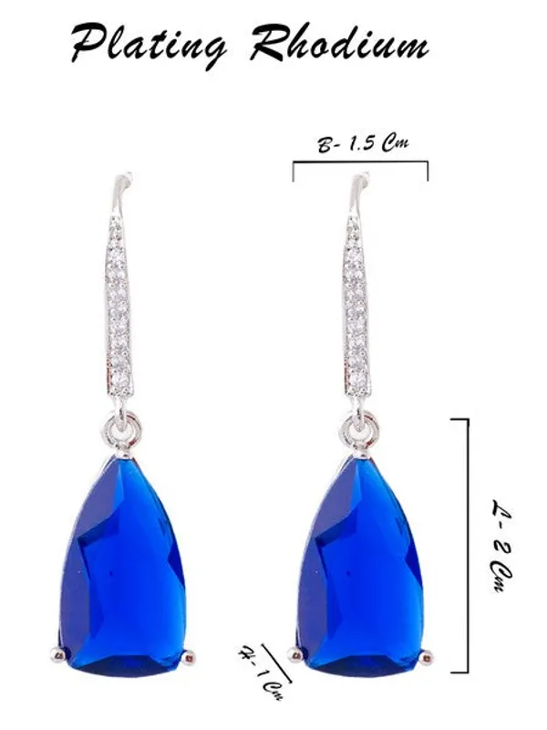 American_Diamond_Rhodium_Plated_Pear_Shaped_Earrings_With_Hydro_Cz_Stone_Blue