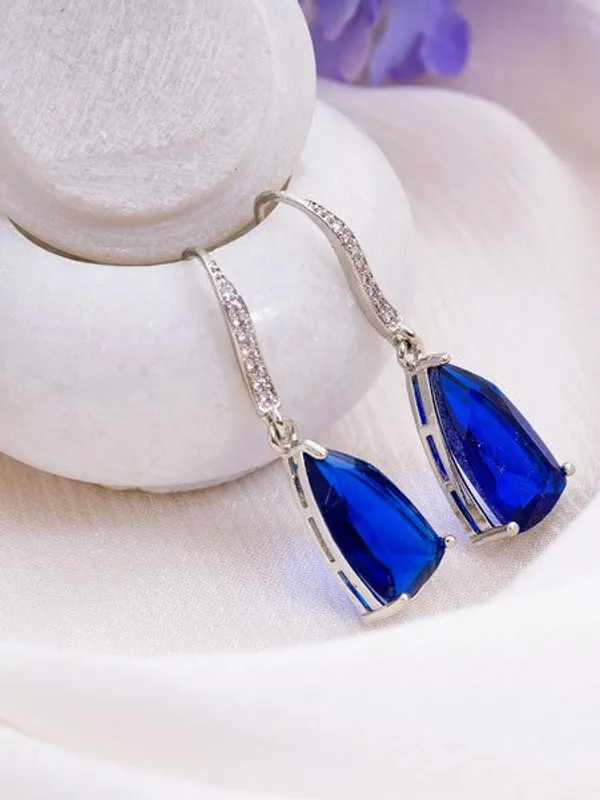American_Diamond_Rhodium_Plated_Pear_Shaped_Earrings_With_Hydro_Cz_Stone_Blue