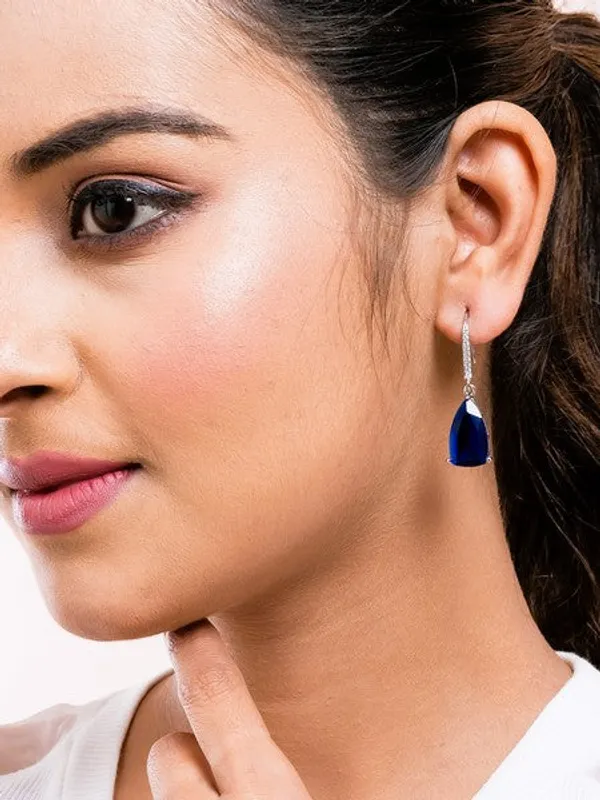 American_Diamond_Rhodium_Plated_Pear_Shaped_Earrings_With_Hydro_Cz_Stone_Blue