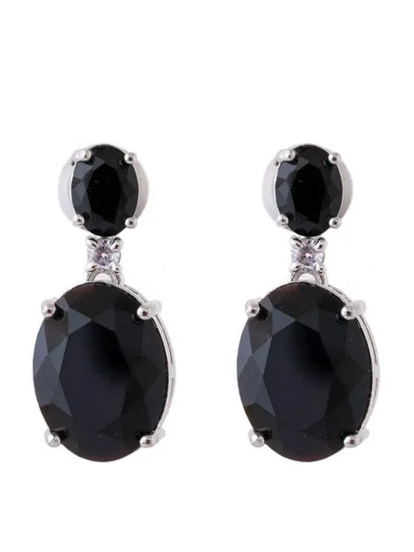 American_Diamond_Rhodium_Plated_Oval_Shaped_Earrings_With_Hydro_Cz_Stone_Black