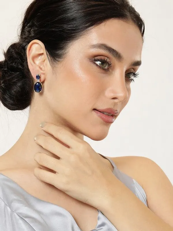 American_Diamond_Rhodium_Plated_Oval_Shaped_Earrings_With_Hydro_Cz_Stone_Black