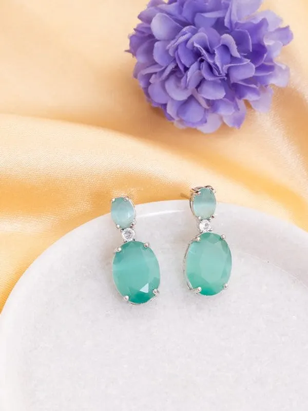 American_Diamond_Rhodium_Plated_Oval_Shaped_Earrings_With_Hydro_Cz_Stone_Cyan