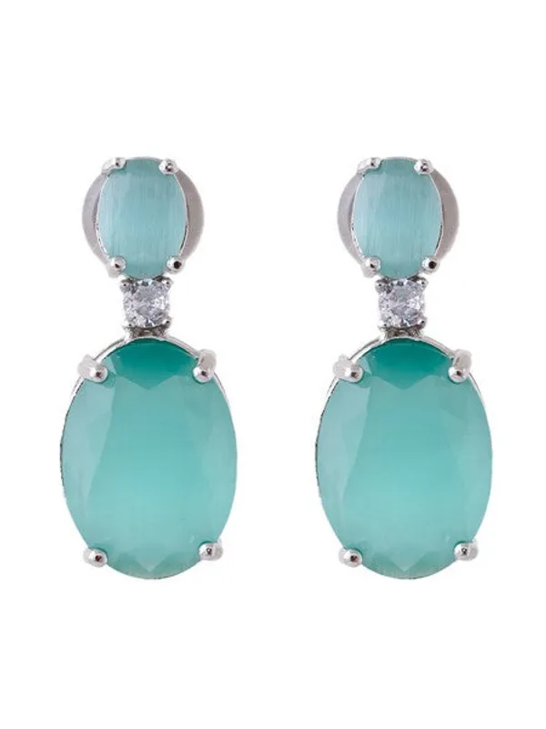 American_Diamond_Rhodium_Plated_Oval_Shaped_Earrings_With_Hydro_Cz_Stone_Cyan