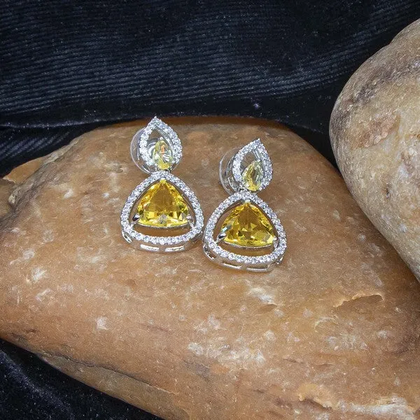 City_Girl_Brass_Rhodium_Plated_Radiant_Triangle_Cz_Tops_Yellow