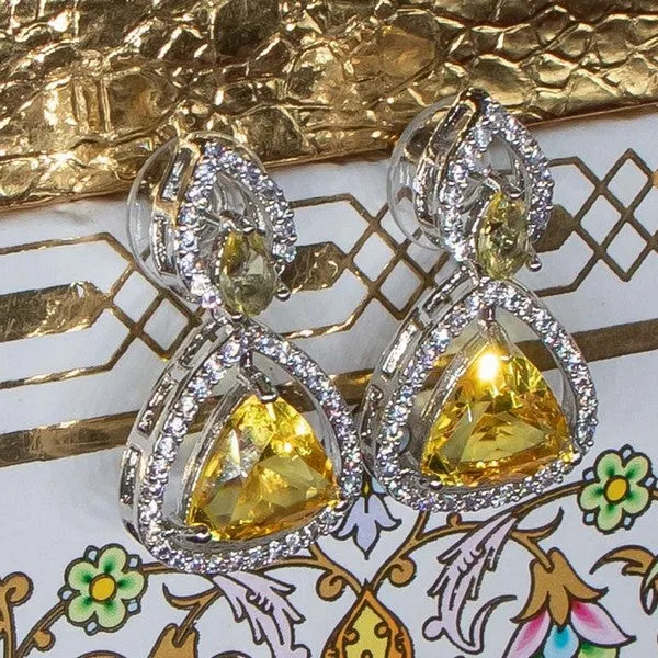 City_Girl_Brass_Rhodium_Plated_Radiant_Triangle_Cz_Tops_Yellow