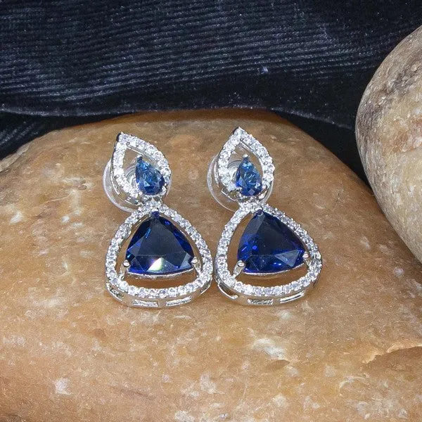 City_Girl_Brass_Rhodium_Plated_Radiant_Triangle_Cz_Tops_Blue