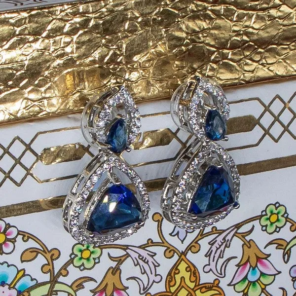 City_Girl_Brass_Rhodium_Plated_Radiant_Triangle_Cz_Tops_Blue