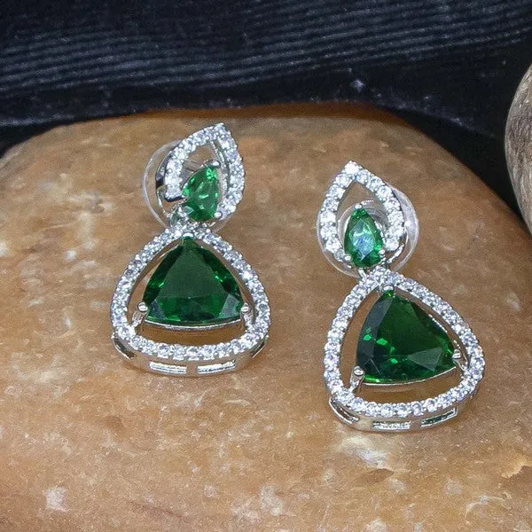 City_Girl_Brass_Rhodium_Plated_Radiant_Triangle_Cz_Tops_Green