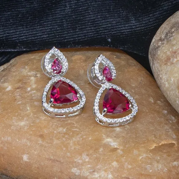 City_Girl_Brass_Rhodium_Plated_Radiant_Triangle_Cz_Tops_Red