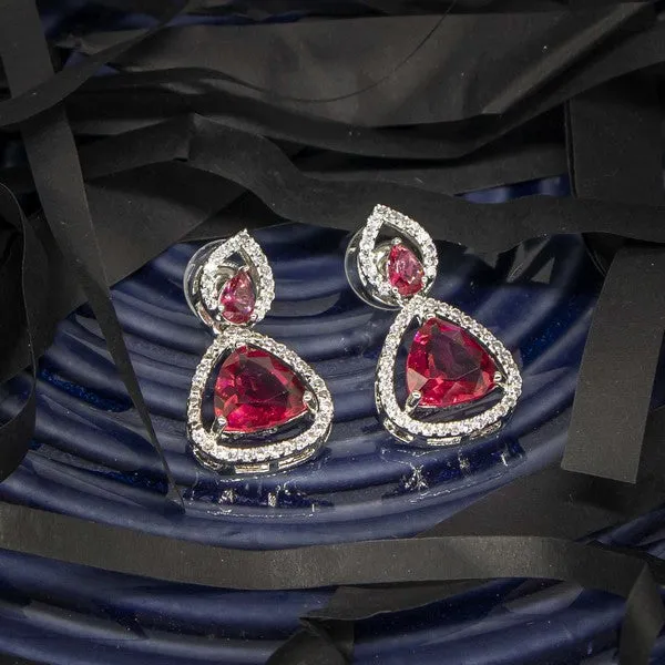 City_Girl_Brass_Rhodium_Plated_Radiant_Triangle_Cz_Tops_Red