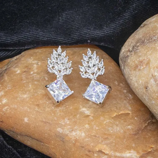 City_Girl_Brass_Rhodium_Plated_Radiant_Crest_Cz_Earrings_Silver