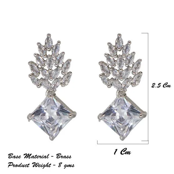 City_Girl_Brass_Rhodium_Plated_Radiant_Crest_Cz_Earrings_Silver