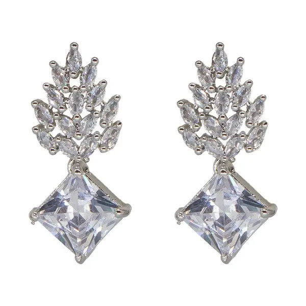 City_Girl_Brass_Rhodium_Plated_Radiant_Crest_Cz_Earrings_Silver