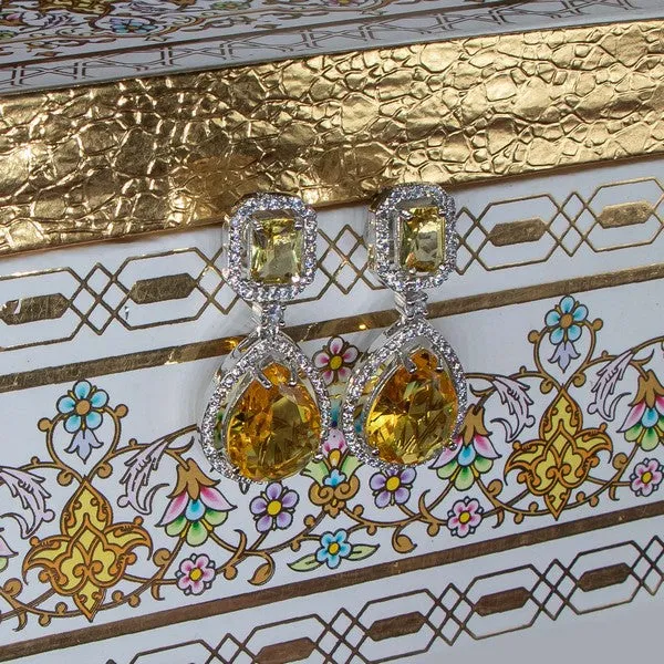 City_Girl_Brass_American_Diamond_Rhodium_Plated_Petal_Glow_Tops_Yellow