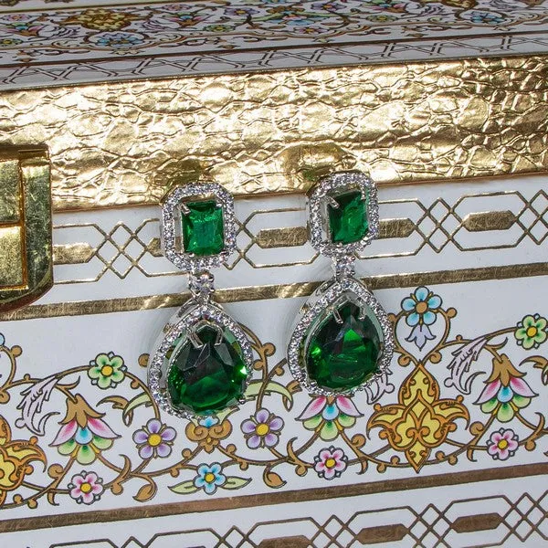 City_Girl_Brass_American_Diamond_Rhodium_Plated_Petal_Glow_Tops_Green