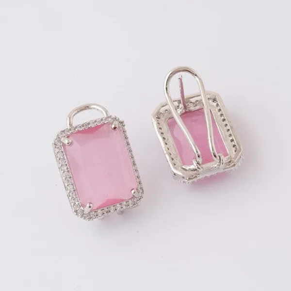 American_Diamond_Rhodium_Plated_Earrings_Studs_With_Hydro_Cz_Stone_Romantic_Blossom_Edition_Pink