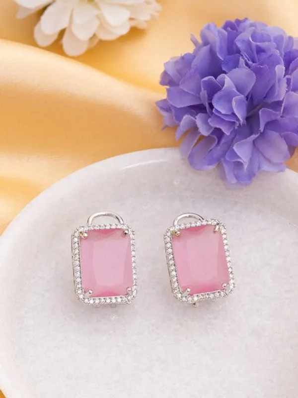 American_Diamond_Rhodium_Plated_Earrings_Studs_With_Hydro_Cz_Stone_Romantic_Blossom_Edition_Pink