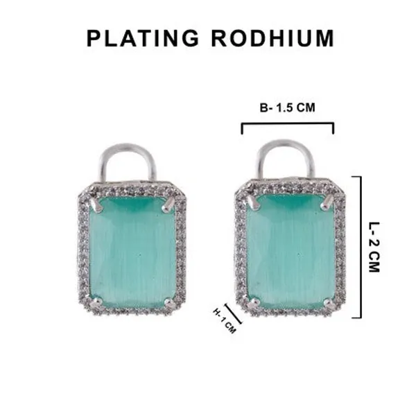 American_Diamond_Rhodium_Plated_Earrings_Studs_With_Hydro_Cz_Stone_Romantic_Blossom_Edition_Cyan