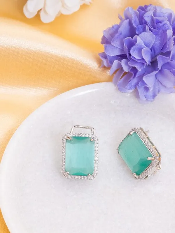 American_Diamond_Rhodium_Plated_Earrings_Studs_With_Hydro_Cz_Stone_Romantic_Blossom_Edition_Cyan
