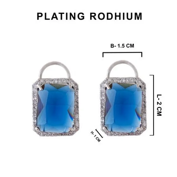 American_Diamond_Rhodium_Plated_Earrings_Studs_With_Hydro_Cz_Stone_Romantic_Blossom_Edition_Blue