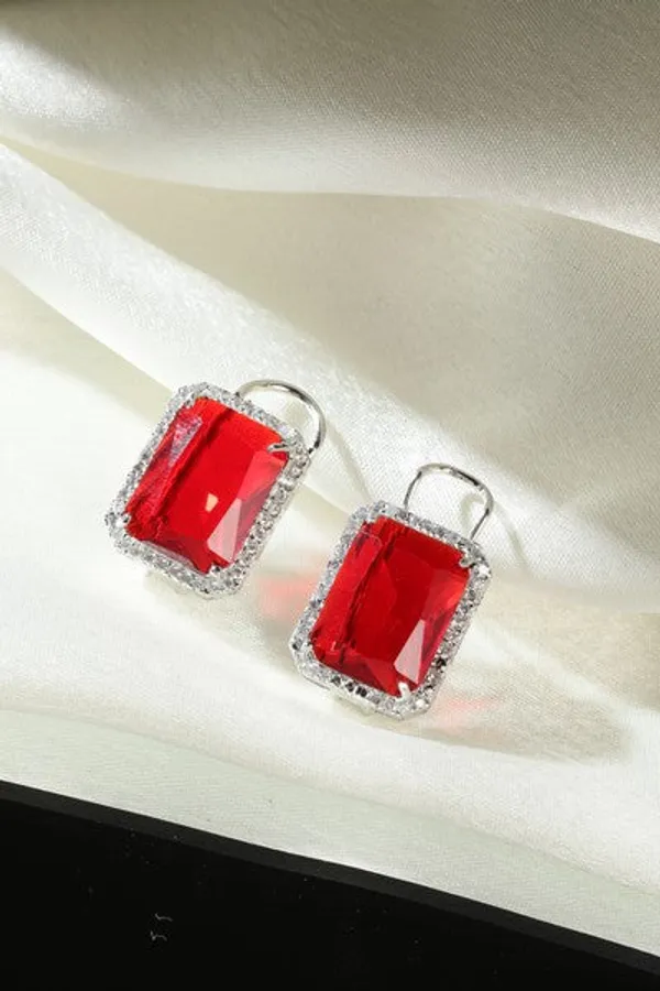 American_Diamond_Rhodium_Plated_Earrings_Studs_With_Hydro_Cz_Stone_Romantic_Blossom_Edition_Red