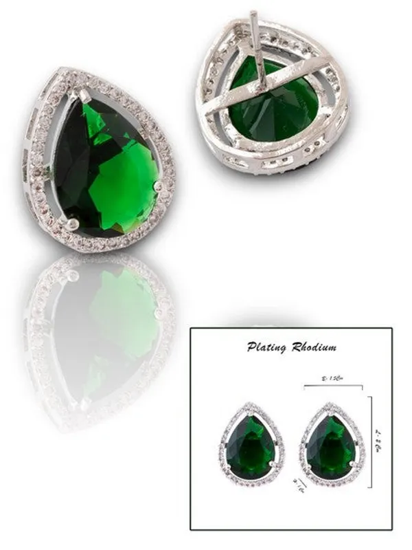 American_Diamond_Rhodium_Plated_Studs_With_Pear_Shape_Cz_Stone_Purple