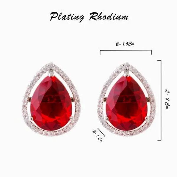 American_Diamond_Rhodium_Plated_Studs_With_Pear_Shape_Cz_Stone_Purple