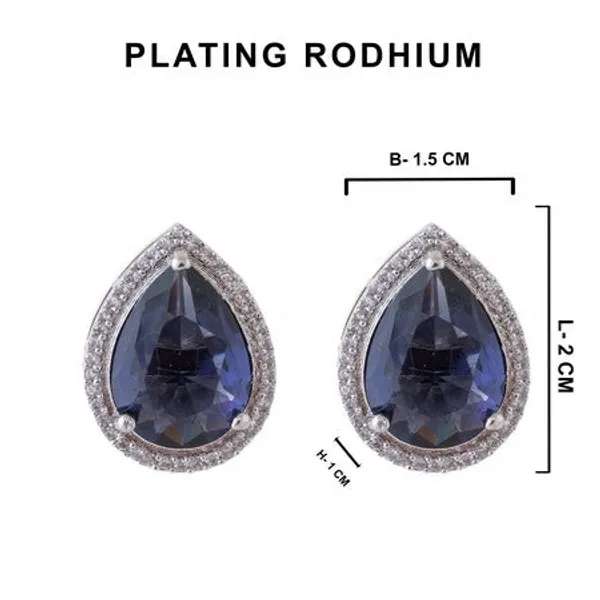 American_Diamond_Rhodium_Plated_Studs_With_Pear_Shape_Cz_Stone_Purple