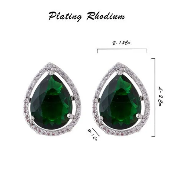 American_Diamond_Rhodium_Plated_Studs_With_Pear_Shape_Cz_Stone_Purple
