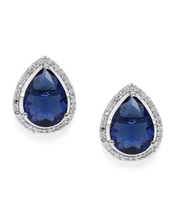 American_Diamond_Rhodium_Plated_Studs_With_Pear_Shape_Cz_Stone_Purple