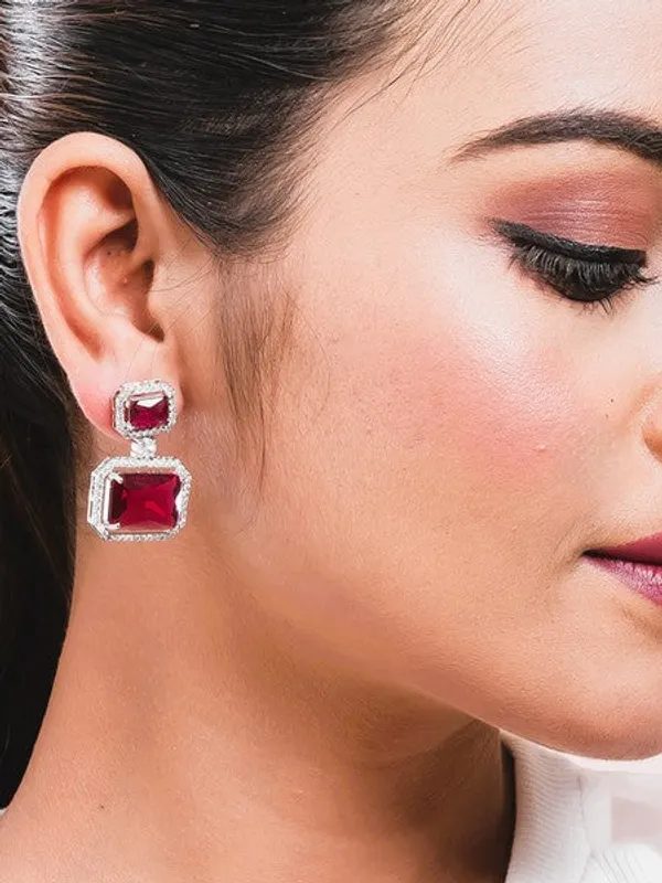 American_Diamond_Rhodium_Plated_Premium_Cz_Classic_Stud_Earrings_Signature_Edition_Red