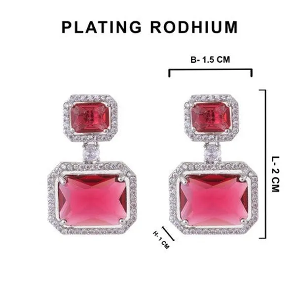 American_Diamond_Rhodium_Plated_Premium_Cz_Classic_Stud_Earrings_Signature_Edition_Red