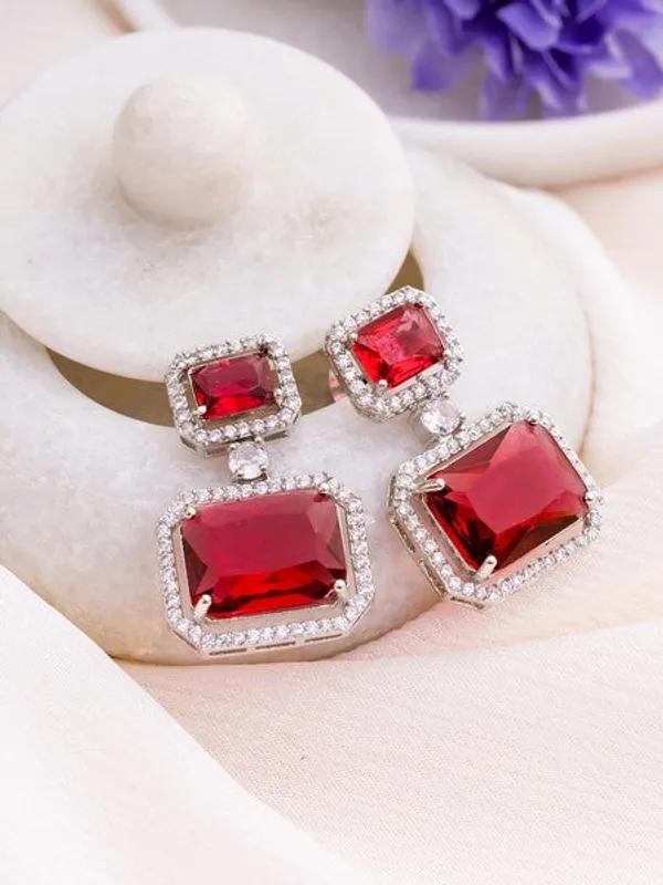 American_Diamond_Rhodium_Plated_Premium_Cz_Classic_Stud_Earrings_Signature_Edition_Red