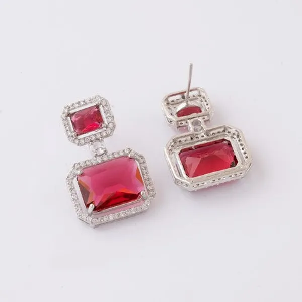 American_Diamond_Rhodium_Plated_Premium_Cz_Classic_Stud_Earrings_Signature_Edition_Red