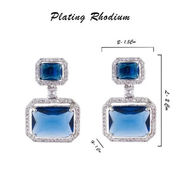 American_Diamond_Rhodium_Plated_Premium_Cz_Classic_Stud_Earrings_Signature_Edition_Blue