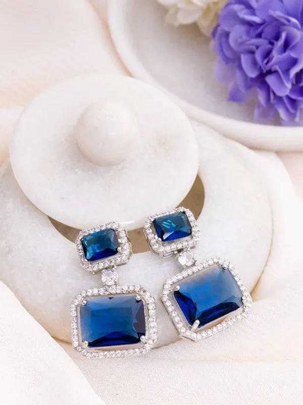 American_Diamond_Rhodium_Plated_Premium_Cz_Classic_Stud_Earrings_Signature_Edition_Blue