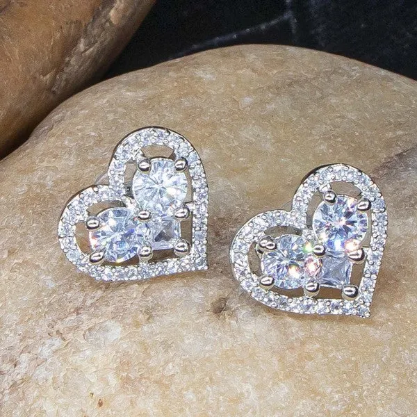 City_Girl_Brass_Rhodium_Plated_Eternal_Love_Cz_Studs_White