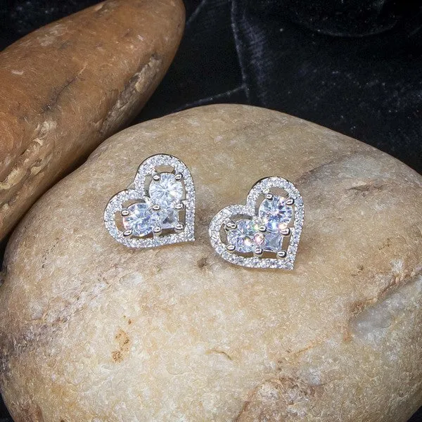 City_Girl_Brass_Rhodium_Plated_Eternal_Love_Cz_Studs_White