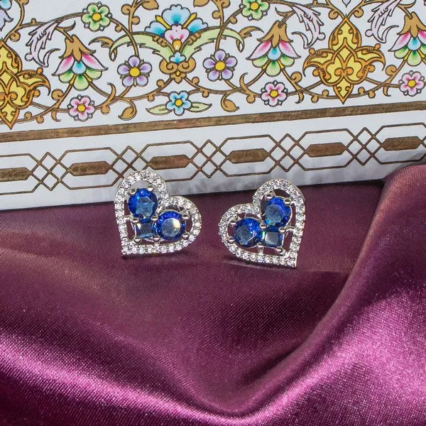 City_Girl_Brass_Rhodium_Plated_Eternal_Love_Cz_Studs_Blue