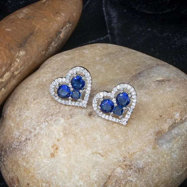 City_Girl_Brass_Rhodium_Plated_Eternal_Love_Cz_Studs_Blue