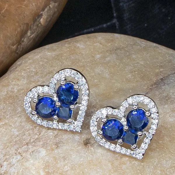 City_Girl_Brass_Rhodium_Plated_Eternal_Love_Cz_Studs_Blue