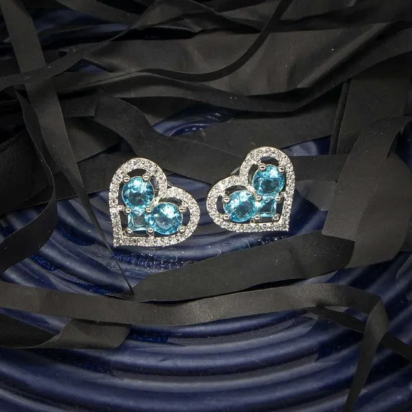 City_Girl_Brass_Rhodium_Plated_Eternal_Love_Cz_Studs_Cyan