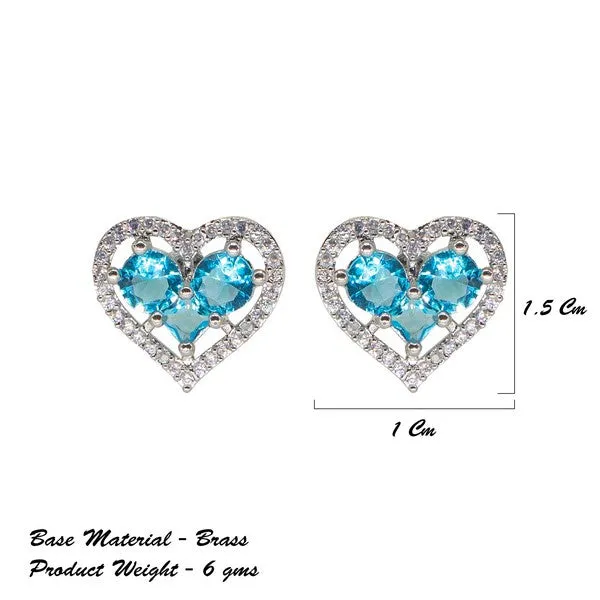 City_Girl_Brass_Rhodium_Plated_Eternal_Love_Cz_Studs_Cyan