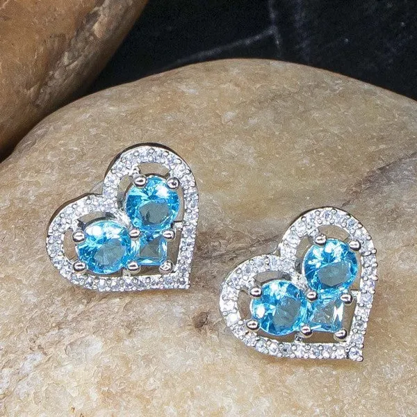 City_Girl_Brass_Rhodium_Plated_Eternal_Love_Cz_Studs_Cyan