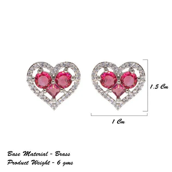 City_Girl_Brass_Rhodium_Plated_Eternal_Love_Cz_Studs_Red