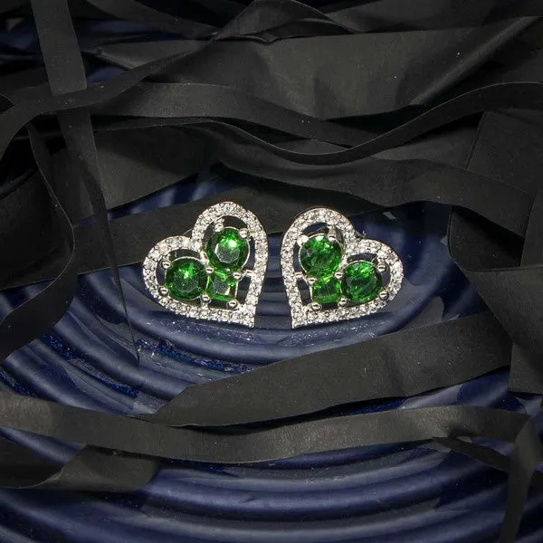 City_Girl_Brass_Rhodium_Plated_Eternal_Love_Cz_Studs_Green